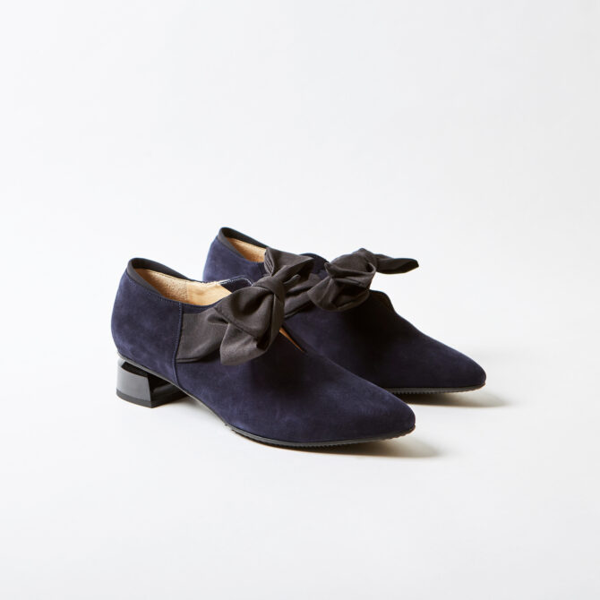 Brunate Womens Navy Suede Shoe with Bow