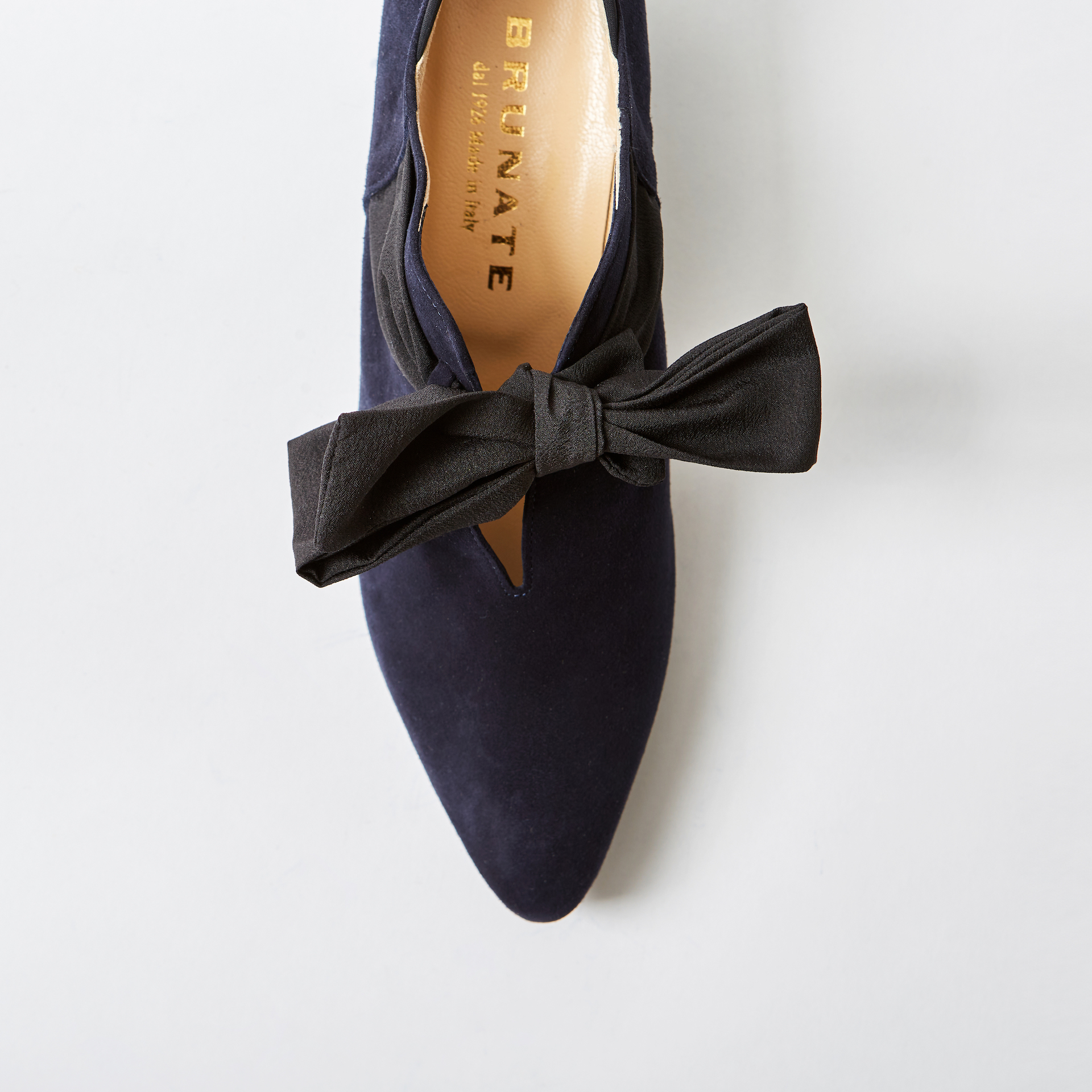 Brunate Womens Navy Suede Shoe with Bow