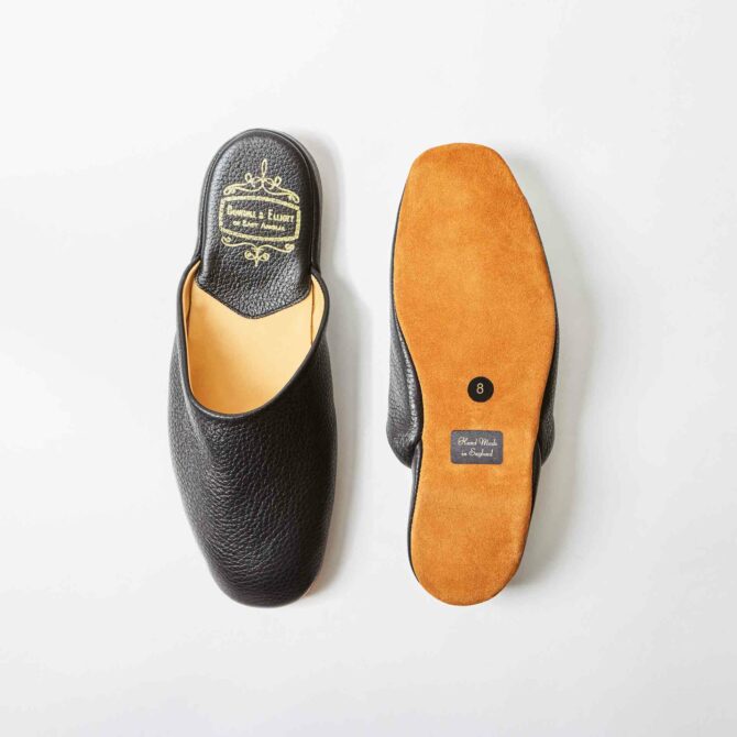 Black Deerskin Mule Slippers