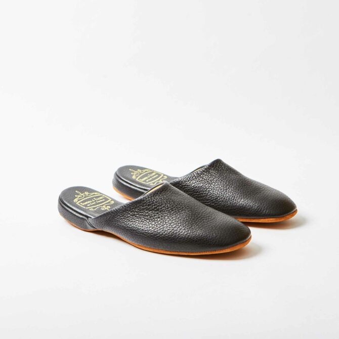 Black Deerskin Mule Slippers