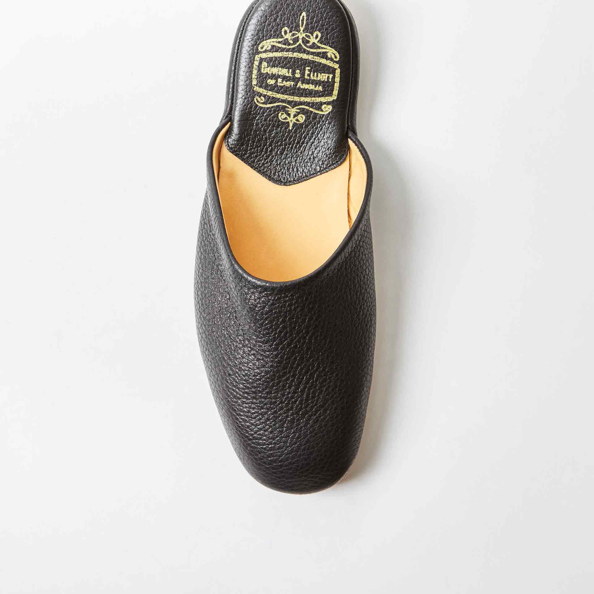 Black Deerskin Mule Slippers