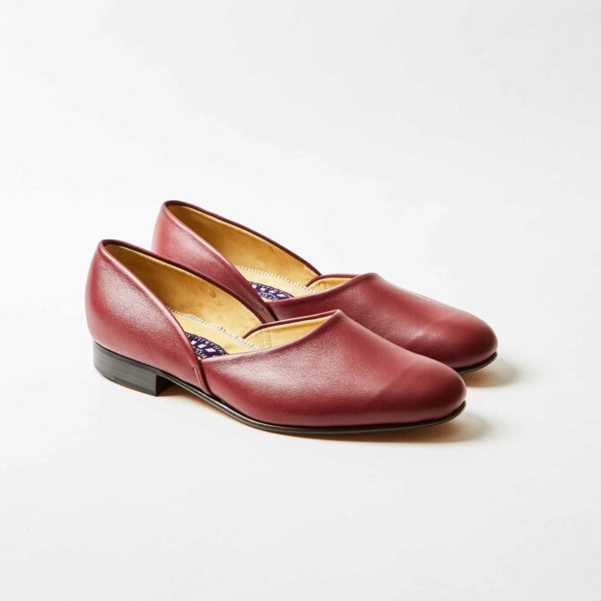 Cherry Leather Hard Sole Grecian Slippers