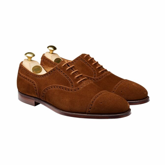 Crockett & Jones Westfield Tobacco Calf Suede Semi-Brogue Oxford