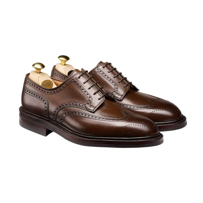 Crockett & Jones Pembroke Dark Brown Wax Calf Derby Brogue