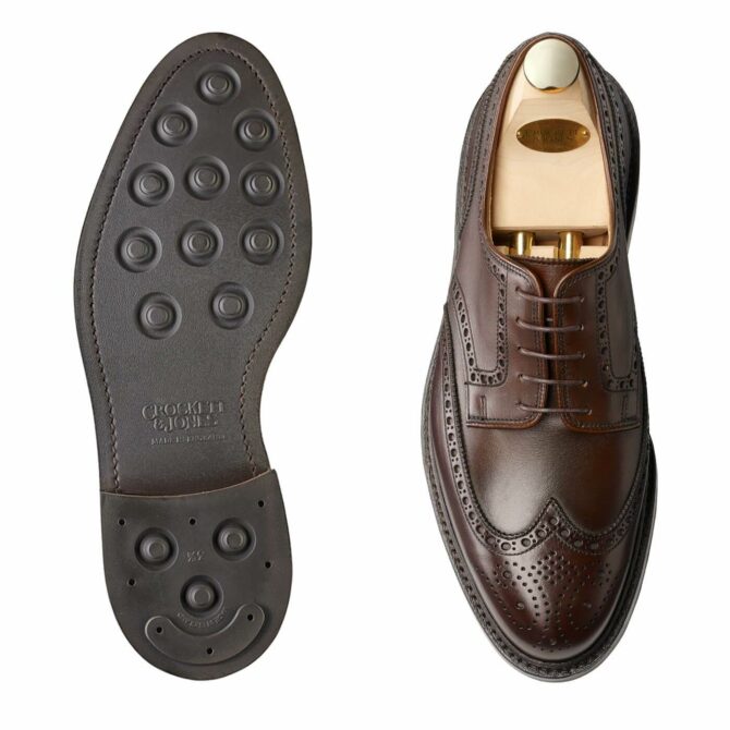 Crockett & Jones Pembroke Dark Brown Wax Calf Derby Brogue