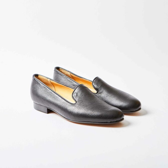 Black Deerskin Albert Slippers