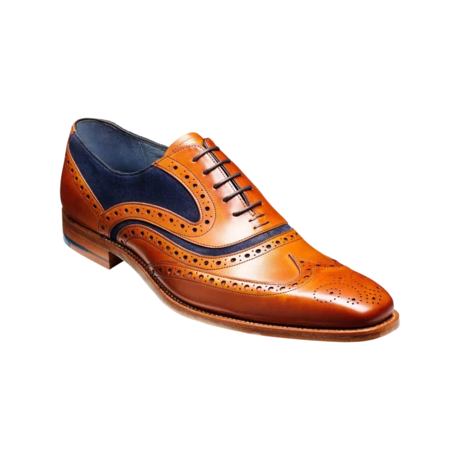 Barker McClean - Cedar Leather / Navy Suede Brogue