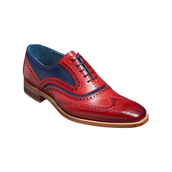 Barker McClean - Red Leather / Navy Suede Brogue
