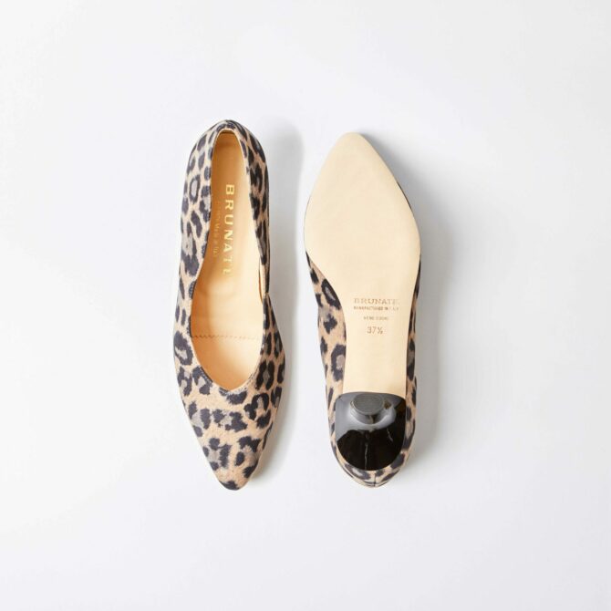 Brunate Genoa Leopard Print Suede Kitten Heel Court