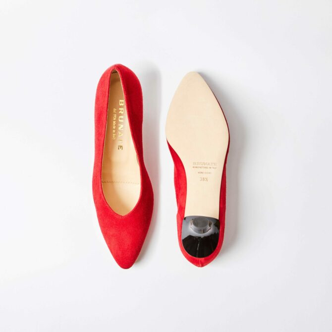 Brunate Genoa Red Suede Kitten Heel Court