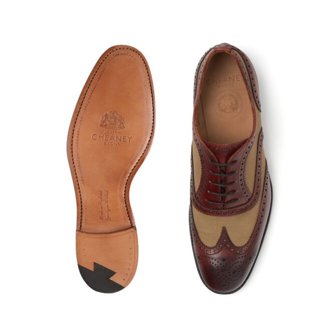 Cheaney Edwin Dark Leaf / Sand Canvas Brogues