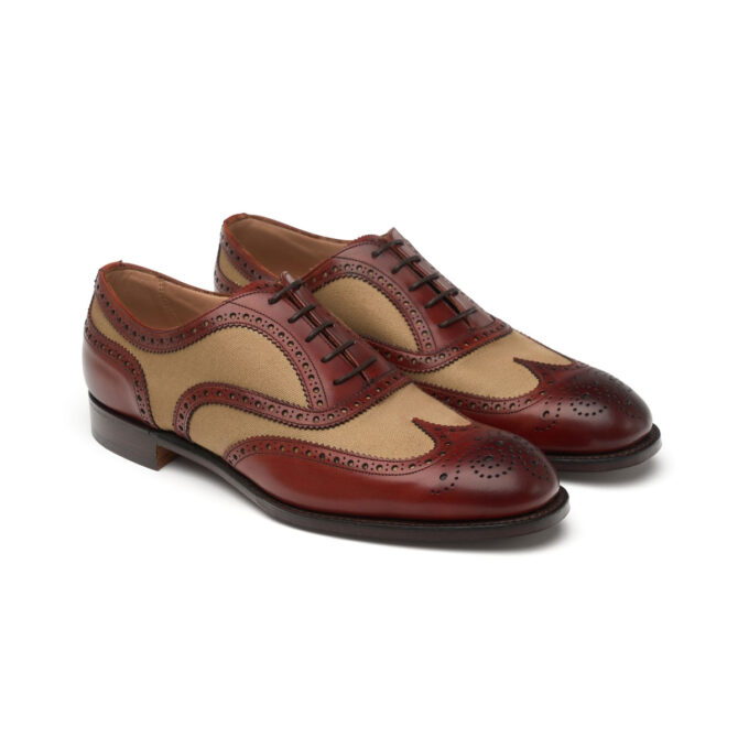 Cheaney Edwin Dark Leaf / Sand Canvas Brogues