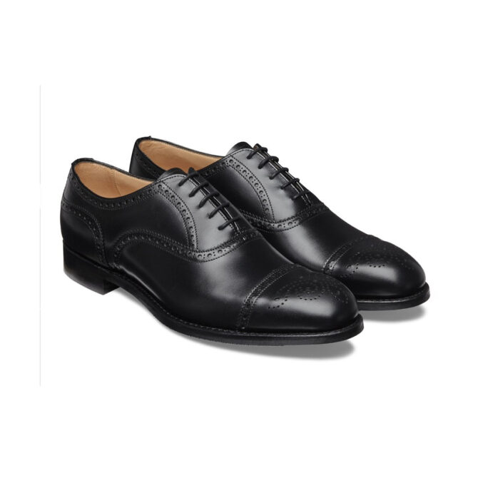 Cheaney Wilfred Black Calf Semi-Brogue Oxfords