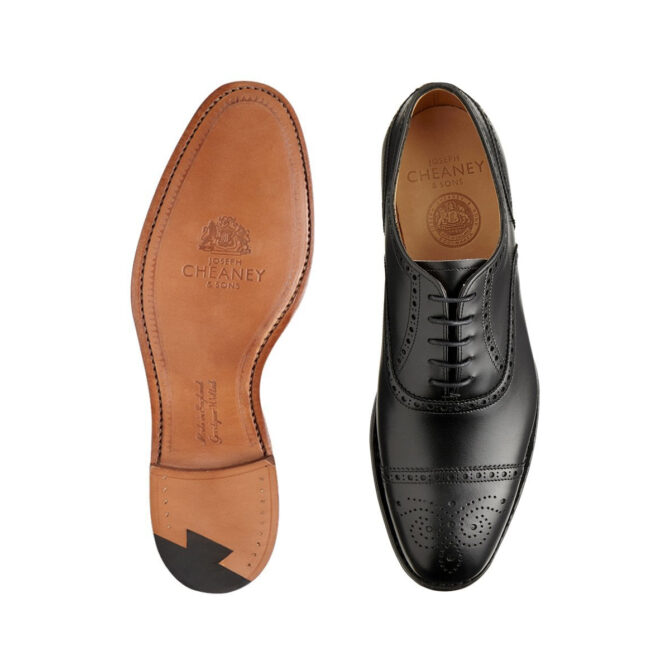 Cheaney Wilfred Black Calf Semi-Brogue Oxfords