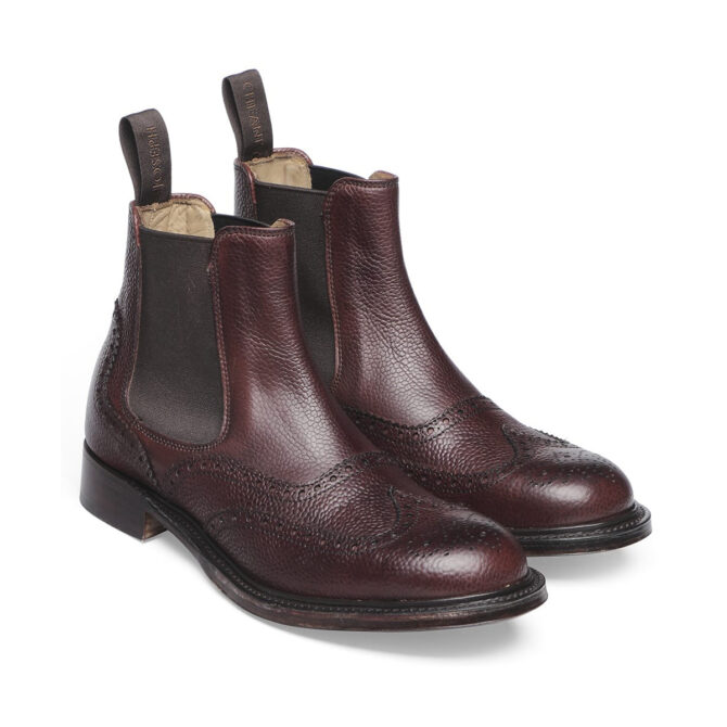 Cheaney Women's Victoria Brogue Chelsea Boot in Burgundy Grain