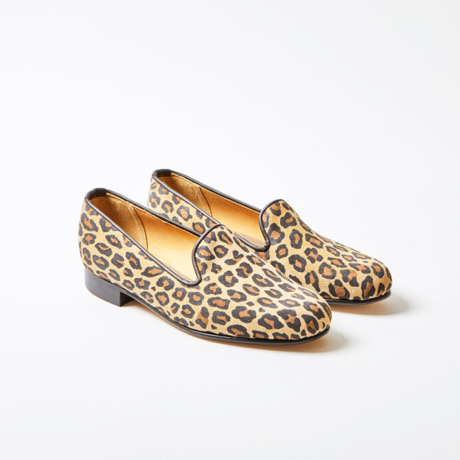 Leopard Print Suede Albert Slippers