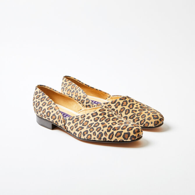 Leopard Print Suede Hard Sole Grecian Slippers