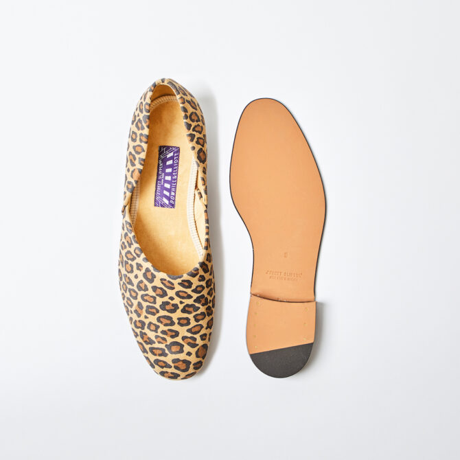 Leopard Print Suede Hard Sole Grecian Slippers