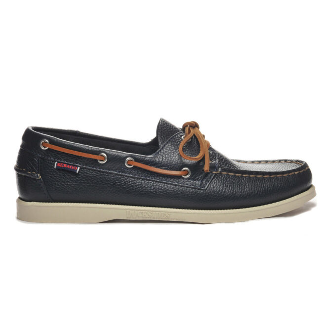 Sebago Dockside Martellato Navy Grain Leather Sailing Shoe