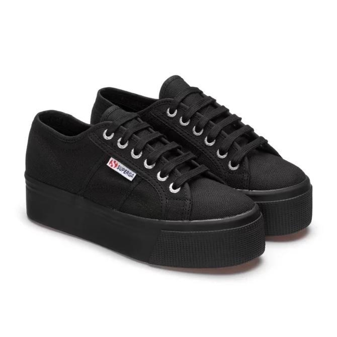 Superga Linea Up Down Black Canvas Trainer