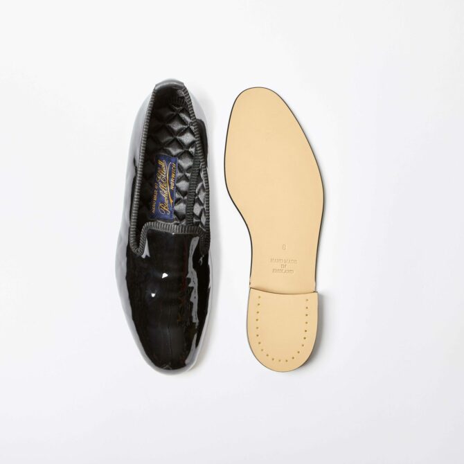 Black Patent Plain Albert Slippers