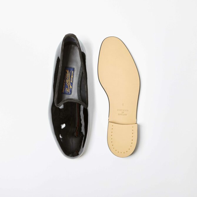 Black Patent Plain Venetian Slippers