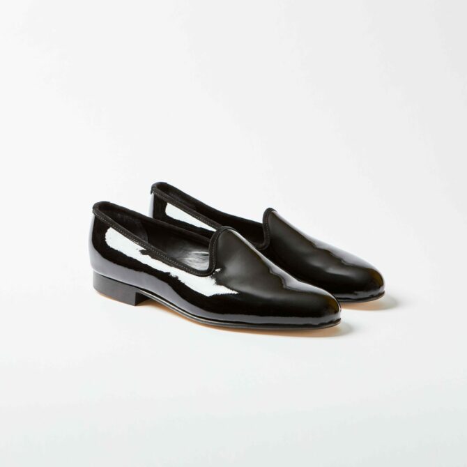Black Patent Plain Venetian Slippers