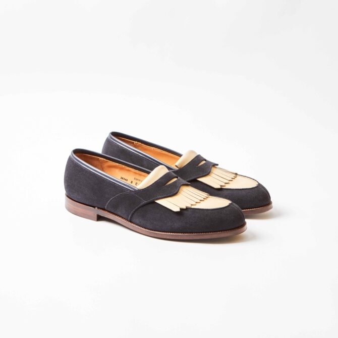 Crockett & Jones for Bowhill & Elliott - Sonning Navy Suede/Ivory Leather